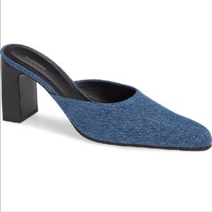Balenciaga block heel denim mules brand new